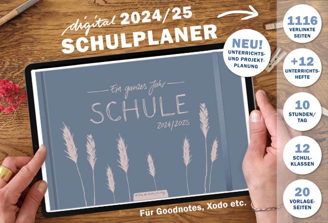 Lehrerkalender digital 2024 2025, Planungshelfer fürs Tablet zur Unterrichtsvorbereitung und Schuljahr Planung